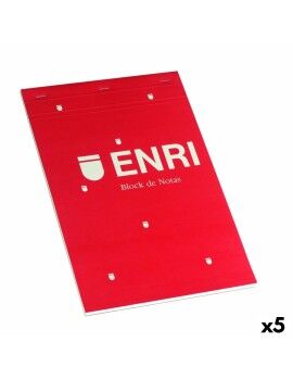 Bloco de Notas ENRI Vermelho A4 80 Folhas 4 mm (5 Unidades)