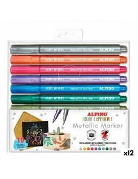Conjunto de Canetas de Feltro Alpino Metallic Marker Multicolor (12 Unidades)