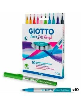 Conjunto de Canetas de Feltro Giotto Turbo Soft Brush Multicolor (10 Unidades)