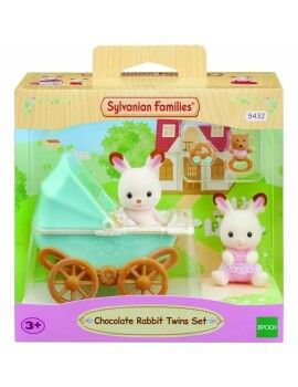 Playset Sylvanian Families Chocolate Bunny Twins and Double Stroller
