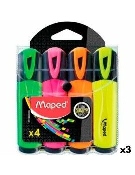 Conjunto de Marcadores Fluorescentes Maped Fluor Quality Neon Multicolor (3...