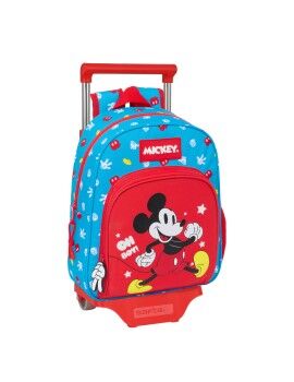 Mochila Escolar com Rodas Mickey Mouse Clubhouse Fantastic Azul Vermelho 28 x...
