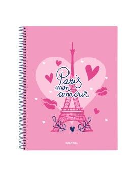 Caderno Safta Paris Cor de Rosa Azul Marinho A4 120 Folhas