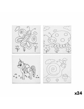 Tela Branco Tecido 25 x 25 x 1,5 cm Para pintar animais (24 Unidades)