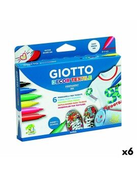 Conjunto de Canetas de Feltro Giotto Decor Textile Multicolor (6 Unidades)