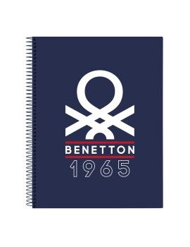 Caderno Benetton Varsity Cinzento Azul Marinho A4 120 Folhas