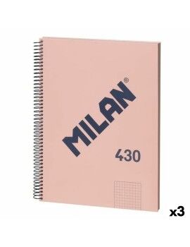 Caderno Milan 430 Cor de Rosa A4 80 Folhas (3 Unidades)