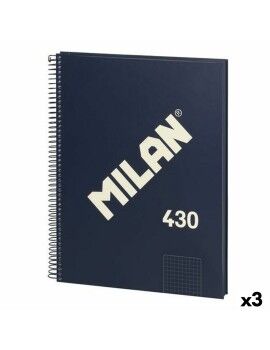 Caderno Milan 430 Azul A4 80 Folhas (3 Unidades)