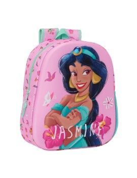 Mochila Infantil 3D Disney Princess Jasmine Cor de Rosa 27 x 33 x 10 cm