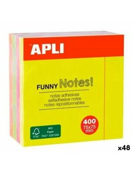 Notas Adesivas Apli Funny Multicolor 75 x 75 mm (48 Unidades)