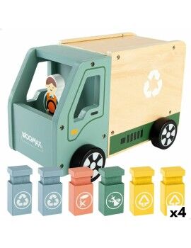 Camião de Lixo Woomax Brinquedo 8 Peças 24 x 15 x 13,5 cm (4 Unidades)