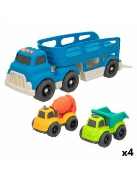 Camião Portaveículos e Carros Motor Town Som Leve 30,5 x 11 x 11 cm (4 Unidades)
