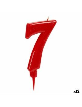 Vela Vermelho Aniversário Número 7 (12 Unidades)
