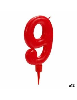 Vela Aniversário Vermelho Número 9 (12 Unidades)