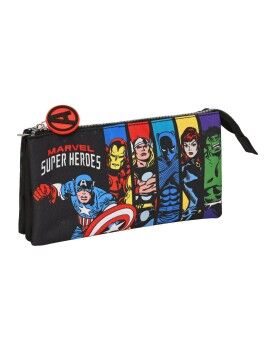Malas para tudo triplas The Avengers Super heroes Preto (22 x 12 x 3 cm)