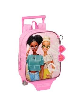 Mochila Escolar com Rodas Barbie Girl Cor de Rosa 22 x 27 x 10 cm