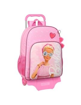 Mochila Escolar com Rodas Barbie Girl Cor de Rosa 33 x 42 x 14 cm