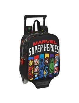 Mochila Escolar com Rodas The Avengers Super heroes Preto (22 x 27 x 10 cm)