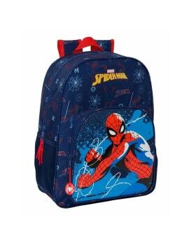 Mochila Escolar Spider-Man Neon Azul Marinho 33 x 42 x 14 cm