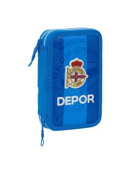 Estojo Duplo R. C. Deportivo de La Coruña Azul 12.5 x 19.5 x 4 cm (28 Peças)