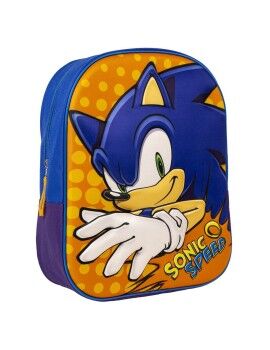Mochila Escolar 3D Sonic Laranja Azul 25 x 31 x 9 cm