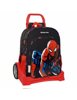 Mochila Escolar com Rodas Safta Preto Spiderman Vermelho 33 x 14 x 42 cm