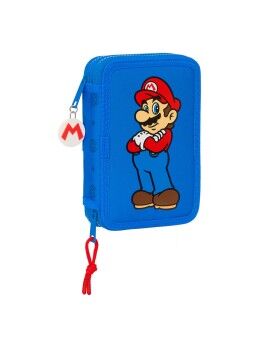 Estojo Duplo Super Mario Play Azul Vermelho 12.5 x 19.5 x 4 cm (28 Peças)