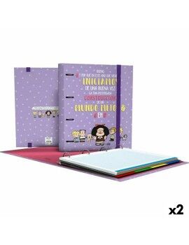 Pasta com argolas Mafalda Carpebook Lilás A4 (2 Unidades)