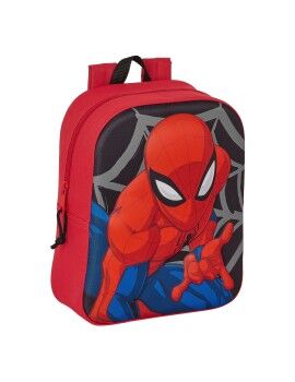 Mochila Escolar Spider-Man 3D Preto Vermelho 22 x 27 x 10 cm