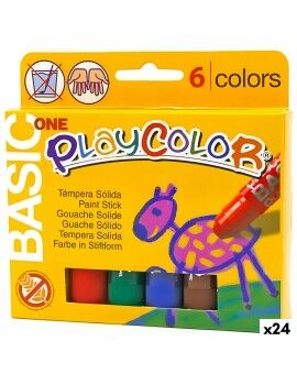 Têmperas sólidas Playcolor Basic One Multicolor (24 Unidades)
