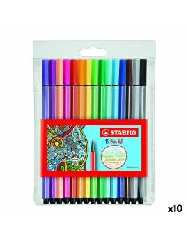 Conjunto de Canetas de Feltro Stabilo Pen 68 Multicolor (10 Unidades)