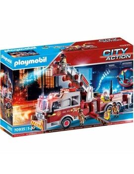 Playset de Veículos   Playmobil Fire Truck with Ladder 70935         113 Peças  