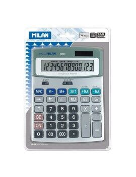 Calculadora Milan Branco Prateado Metal 18,5 x 14 x 2 cm