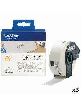 Etiquetas para Impressora Brother DK-11201 Branco 29 x 90 mm Preto...