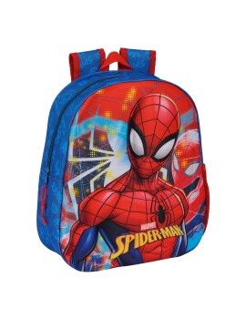Mochila Escolar 3D Spider-Man Vermelho Azul Marinho 27 x 33 x 10 cm