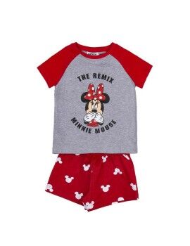 Pijama de Verão Minnie Mouse Vermelho Cinzento