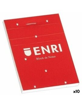 Bloco de Notas ENRI Vermelho A6 80 Folhas 4 mm (10 Unidades)