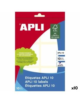 Etiquetas adesivas Apli Branco 10 Folhas 50 x 50 mm (10 Unidades)