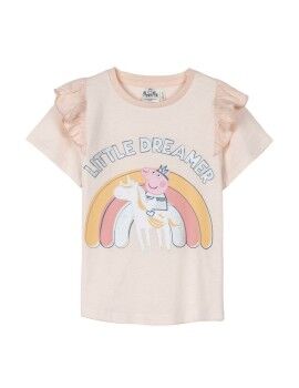 Camisola de Manga Curta Infantil Peppa Pig Rosa Claro