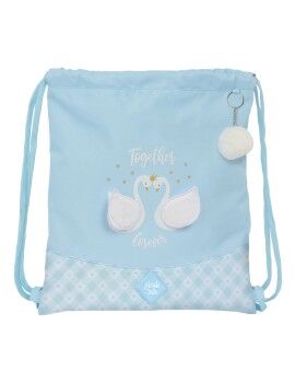 Saco Mochila com Cordas Glow Lab Cisnes Azul 35 x 40 x 1 cm