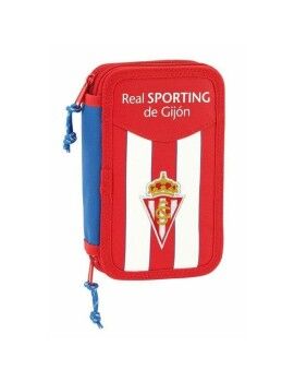 Estojo Duplo Real Sporting de Gijón Branco Vermelho 12.5 x 19.5 x 4 cm (28...