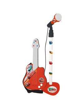 Conjunto musical Cars Microfone Guitarra Infantil Vermelho