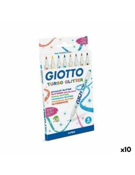 Conjunto de Canetas de Feltro Giotto Turbo Glitter Multicolor (10 Unidades)