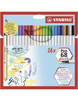 Conjunto de Canetas de Feltro Stabilo Pen 68 brush Estojo Multicolor