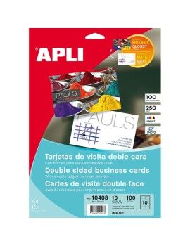 Business cards Apli 10408 Branco 10 Folhas Dupla face 210 x 297 mm