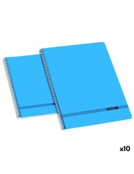 Caderno ENRI Tampa macia Azul 80 Folhas 4 mm Quarto (10 Unidades)