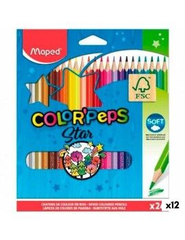 Lápis de cores Maped Color' Peps Star Multicolor 24 Peças (12 Unidades)