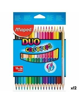 Lápis de cores Maped Duo Color' Peps	 Multicolor 18 Peças Ponta dupla (12...