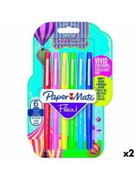 Conjunto de Canetas de Feltro Paper Mate Flair Multicolor 6 Peças (2 Unidades)