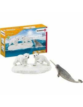 Conjunto Animais Selvagens Schleich Polar Bear Slide + 3 anos